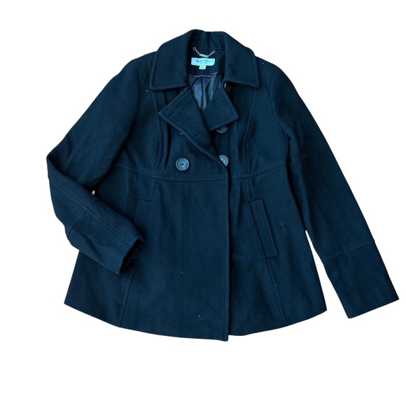 Liz Lange Maternity Wool Black Peacoat Jacket Size Small - Picture 1 of 7